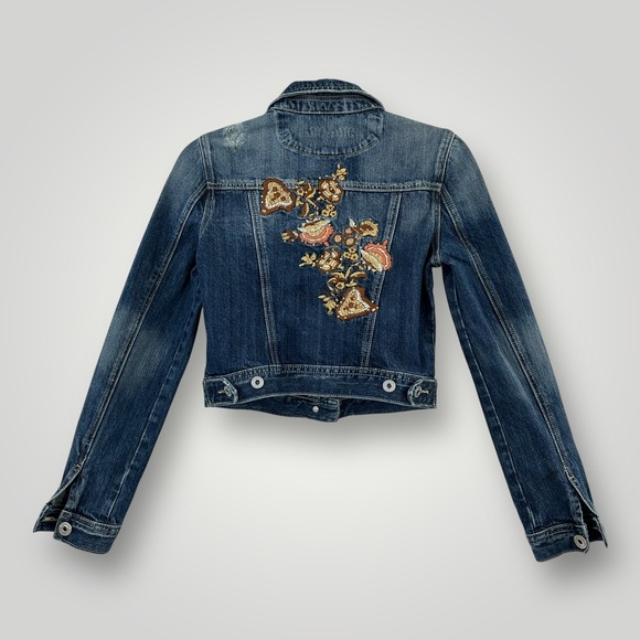 Miss Me Jackets & Blazers - Miss Me Denim Jacket Womens Small Blue Embroidered Floral La Quinta Western Boho